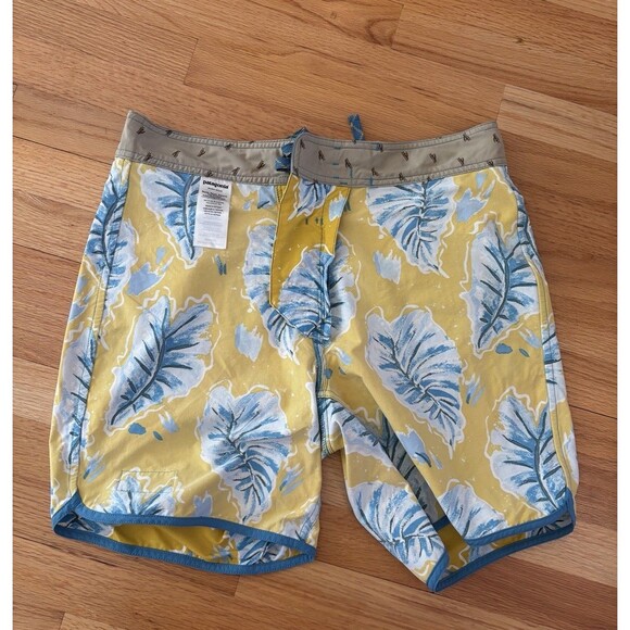 Patagonia Men’s Board Shorts Swim Trunks Tropical Print - Blue Yellow Sz L/32 - Picture 4 of 6